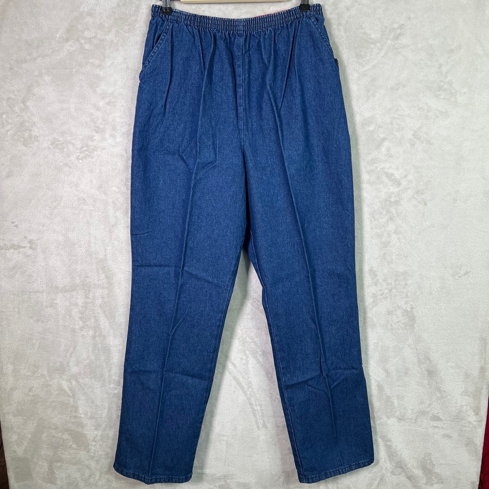 Chic Comfort Collection Womens Elastic Waist Pull On Blue Jeans Pants 16A NWT